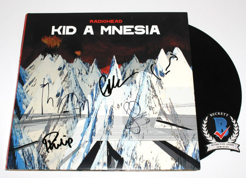 RADIOHEAD BAND SIGNED 'KID A MNESIA' RECORD VINYL ALBUM BECKETT COA THOM YORKE