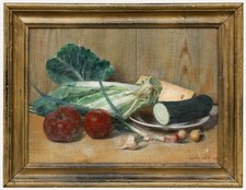 George Atkinson - Framed Early 20th Century Oil, Still Life of Salad Vegetables