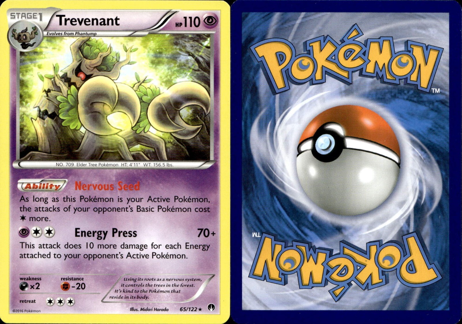 Trevenant 65/122 Breakpoint Rare Pokemon Card LP+