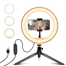 Selfie Ring Light 10" with Tripod Stand and Phone Holder, LED Ring Light for ...