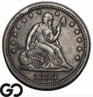1858 Seated Liberty Quarter XF+