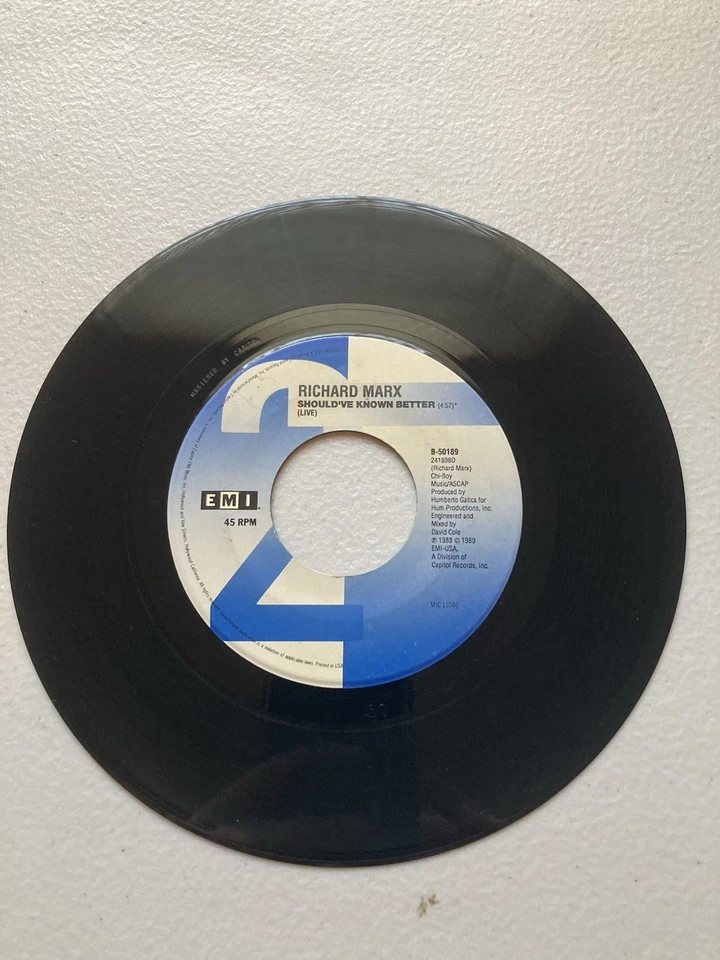 Richard Marx Satisfied 45 Record - Image 2 of 3