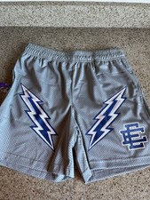 Eric Emanuel Men's Lightning Bolt Shorts Gray/Blue Sizes M,L,XL High Quality New