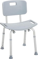 Shower Chair With Back Adjustable Suction Feet Grey Contoured Seat