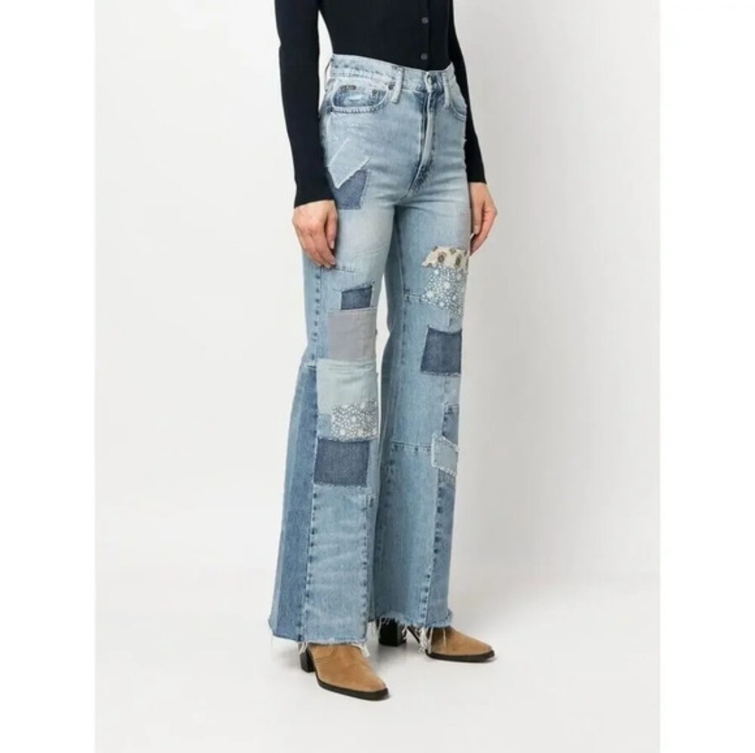 Polo Ralph Lauren Patchwork Flare Jean 26 Distressed High Rise