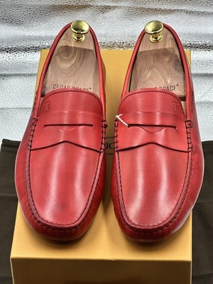 $975.00 Tod's Gommino Red Calfskin Leather Driver Loafer size 9-9.5 US/42.5 EU