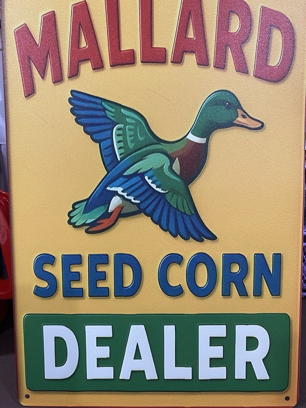 Mallard Yellow Seed Corn Dealer 8x12 Metal Wall Sign Made In USA