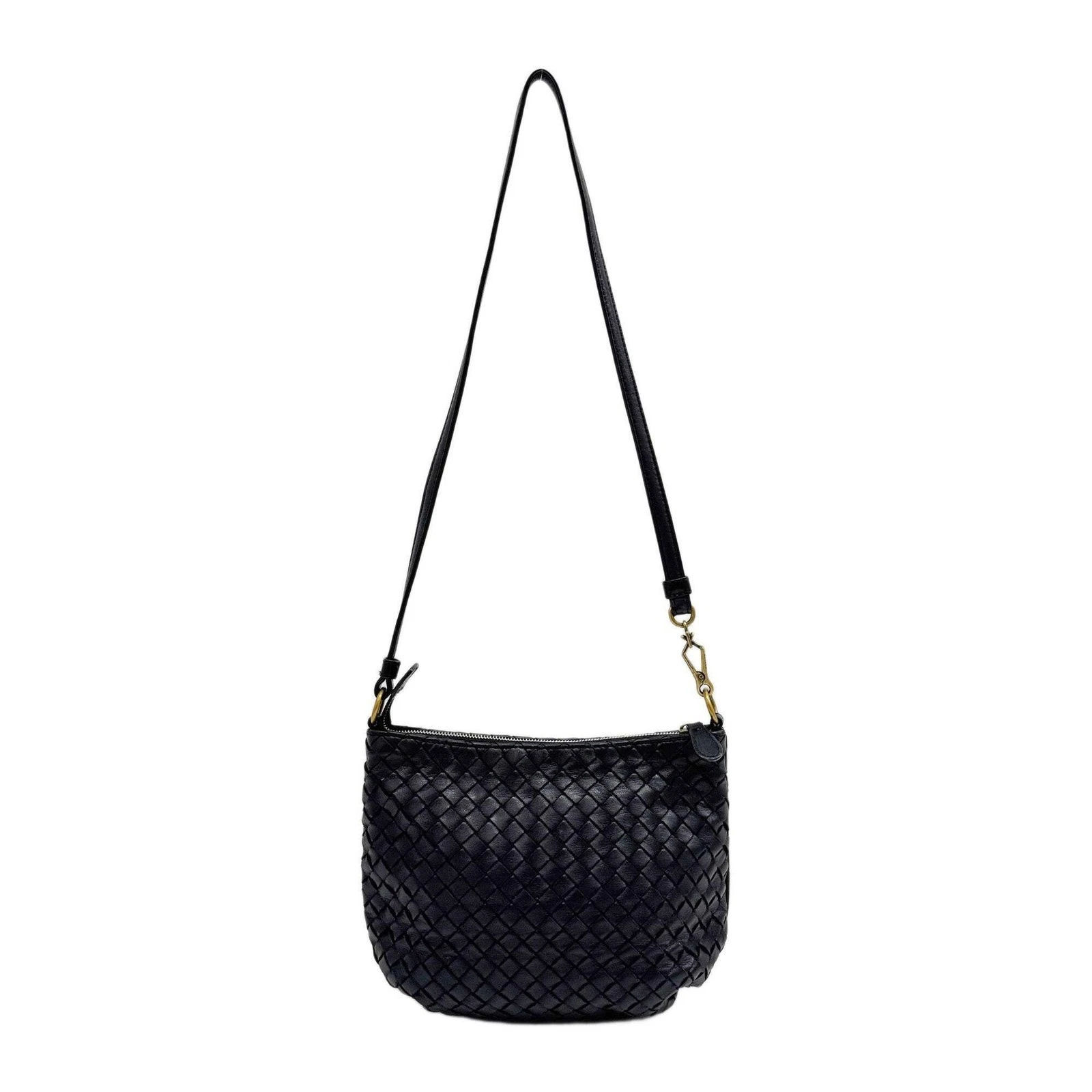 Bottega Veneta — BOTTEGA VENETA Intrecciato Black Leather Shoulder Bag
