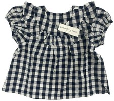 Janie And Jack Girls Blue White Gingham Ruffle Top Cotton Girls Sz 8 NWT