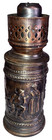 copper alloy beer stein with lid & molded tavern scene as candle holder lantern — photo 3