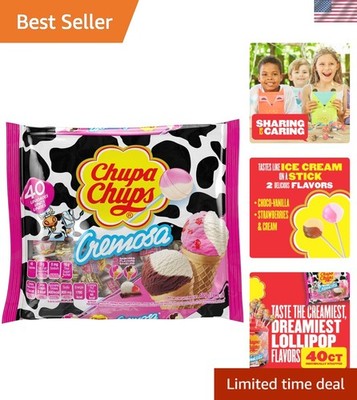 Cremosa Candy Lollipop Variety Pack - 25 Pops of Ice Cream Delight - 10.5 Oz Bag