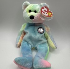 1999 B.B. Birthday Bear Rainbow B-day Ty Beanie Baby Retired MWMT 10th Gen