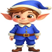 30 Custom Blue Holiday Elf Personalized Address Labels