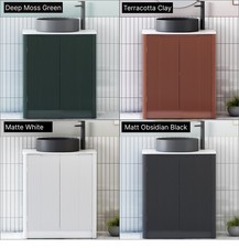 600/700/800 Bathroom Floor Standing Worktop Vanity Unit 2 Door Countertop Basin