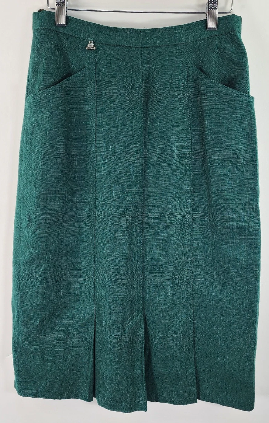 VTG Julius Lang Midi Skirt Women's 6 Wool Linen Blend Pockets Green Germany