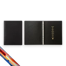 PLOTTER 5003 A5 6-Ring Shrink Leather Binder Black Back Plate Gold 6Ring Japan