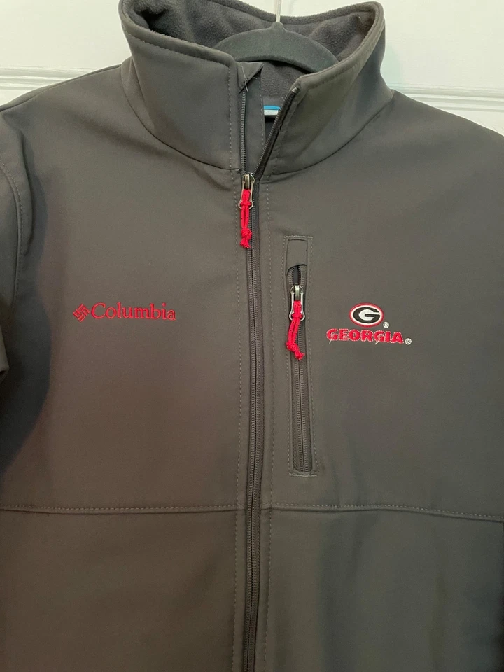 Columbia Mens Georgia Bulldogs Full-Zip Softshell Jacket M Gray Embroidered Logo - Image 2 of 4