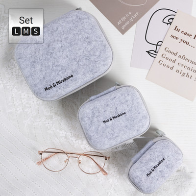 Kabeltasche Hardcase Organizer Set 3-teilig Stoßgeschützte, im edlen Filzdesign