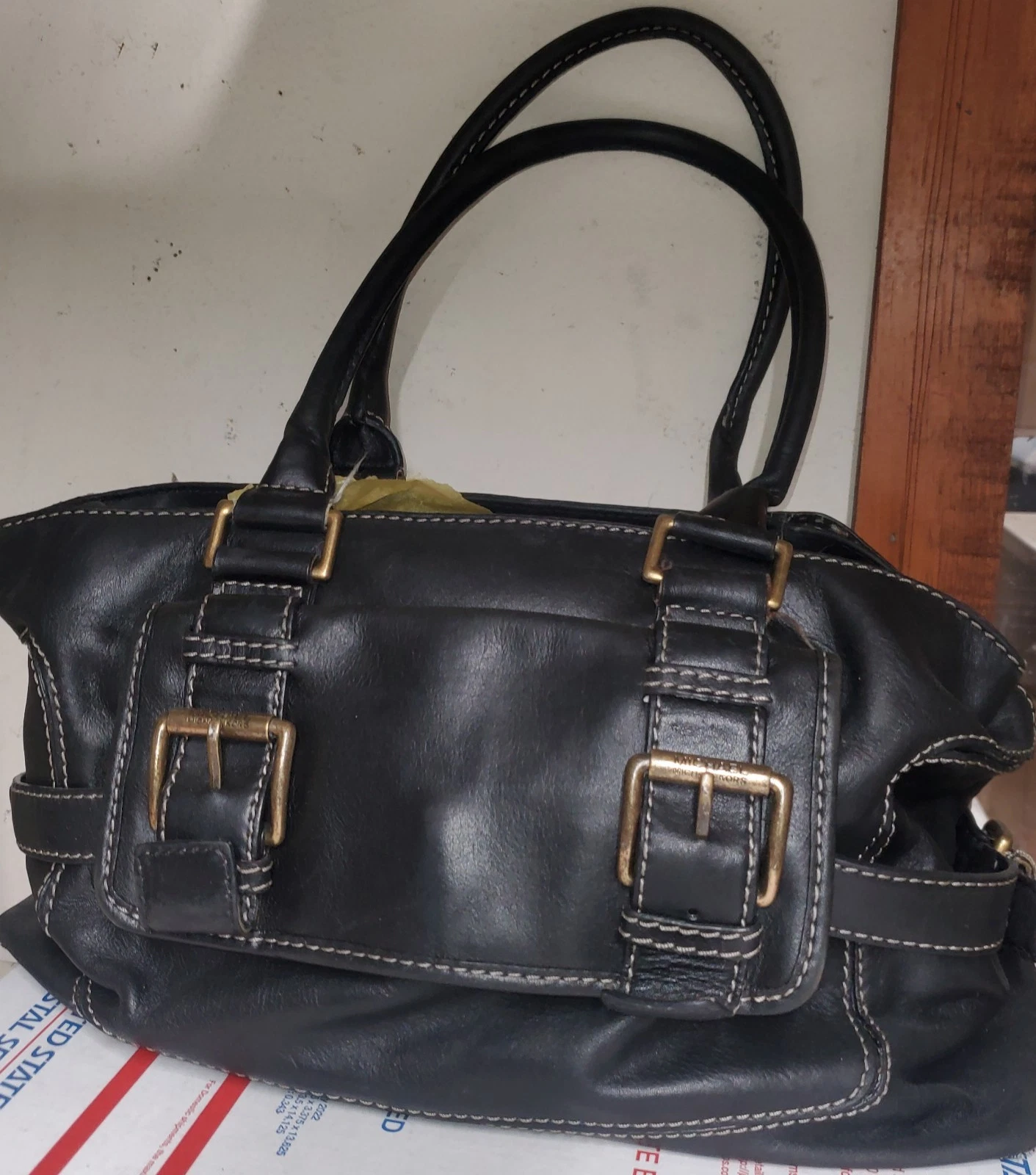 Michael Kors Womens Black Leather Satchel Bag Purse Handbag EUC