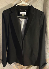 Calvin Klein Women's 4 Black Notch Lapel Lined Single-Breasted Blazer Solid
