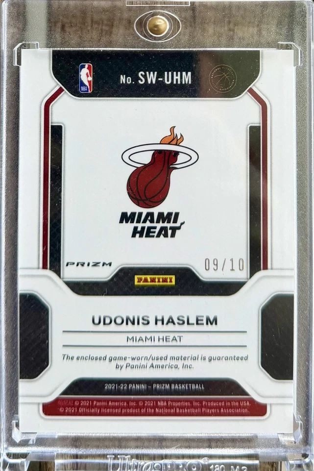 Parche usado de juego 2021-22 Udonis Haslem Panini Prizm/10 3 colores Miami Heat 🔥 Foto 2 de 2