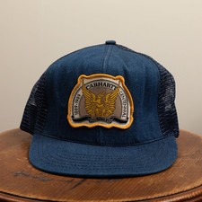 Vintage 1989 Carhartt Centennial Denim Trucker Hat Mesh Snapback USA Made Eagle