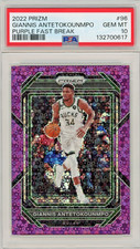 Giannis Antetokounmpo - 2022 Panini Prizm Purple Fast Break /75 PSA 10 GEM MINT