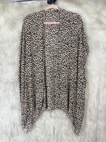 American Eagle Raw Hem Leopard Print Kimono Cardigan Open Front Animal O/S - Picture 3 of 8