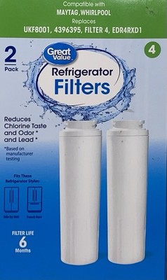 Maytag Whirlpool UKF8001 4396395 EDR4RXD1 Replacement Fridge Filters 2-Pack NEW
