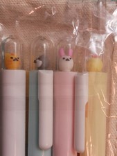 Kawaii 4pcs Ink Pens, Cute Animal Figures Pop Up Pens, Black Ink With Case New
