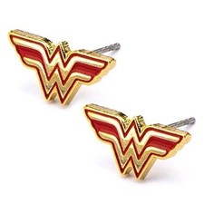 Stainless Steel Post with Wonder Woman Logo Stud Earrings Jewelry 