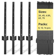 Fence Posts 4 Ft - 8 Pack, Heavy Duty Metal Fence Post, No Dig U Post for Far...