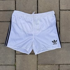 Vintage 90s White Adidas Nylon Running Shorts 3 Stripes Trefoil Men  s S /M