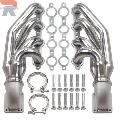 For LS1 LS6 LSX GM V8+Elbows T3 T4 to 3.0'' V Band Turbo Exhaust Manifold&Headers