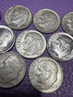 Lot of 10 ROOSEVELT DIMES 90% Silver Pre-1964 Mixed Dates 9 Total