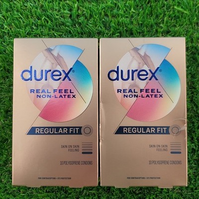 (2) Durex Real Feel Non Latex Condoms Lubricated Poly. 10 ct Each (20 Total)