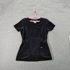 Koi Women Scrub Top S Black Style 166 Button PO 5575 Short Sleeve Logo