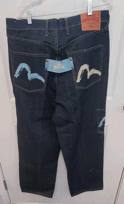Evisu Heritage Indigo Genes Rare Men Seagull Logo Jeans Size 36 image 6