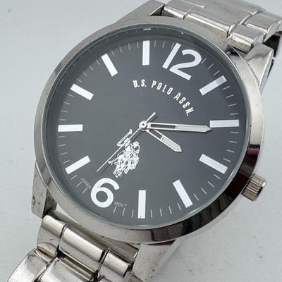 U.S. Polo Assn Quartz Watch Men 47mm Silver Japan Movt Analog New Battery 8''