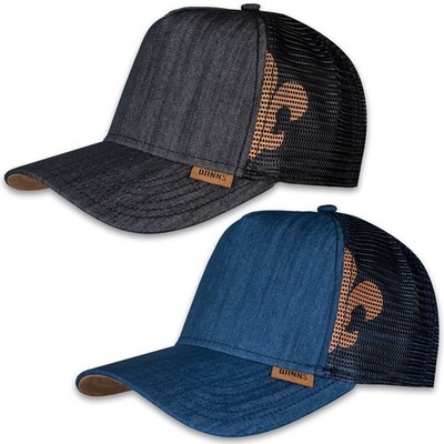 DJINNS   HFT LINEN TRUCKER CAP BURNED SPOTS MESH HAT Black Basecap Mütze Kappe