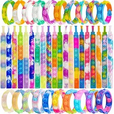 Pop Bracelet Bubble Fidget Sensory Toys for Party Favors, Pop Keychain 120 Pcs