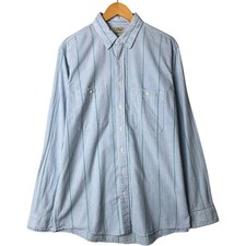 Used 80'S-90'S LLBean long-sleeved cotton striped shirt made in the USA men'...