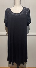 Lane Bryant EUC Women’s Black Eyelet Classic Dress SS Size 18/20 48x38” Bin D6