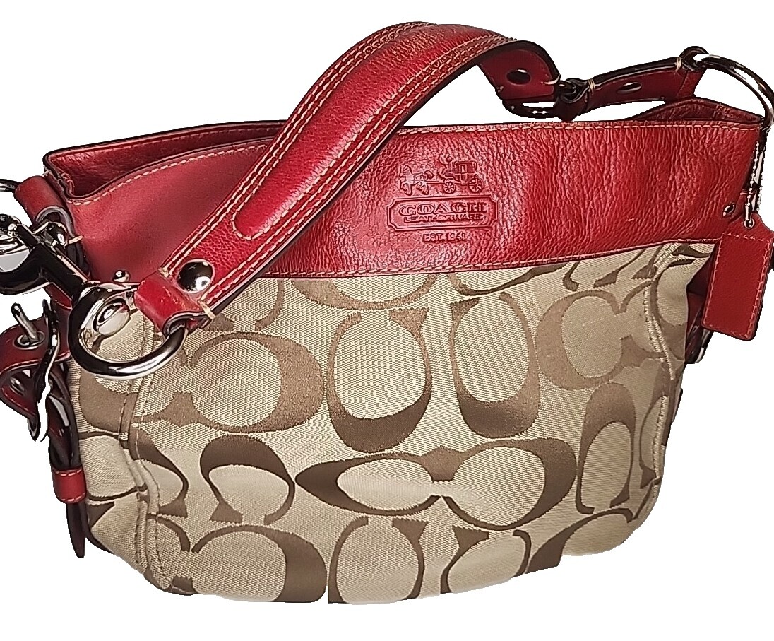 RARE COACH Zoe 赤のエナメルレザーショルダーバッグ 12735 Coach Zoe