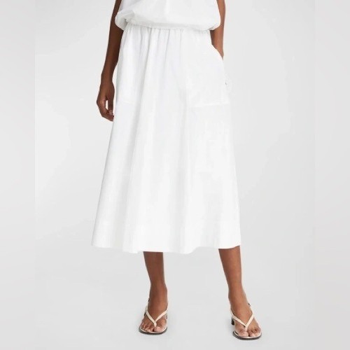 Vince Gathered Utility Zip Pocket Skirt White Pocket Sz S - Picture 3 of 13