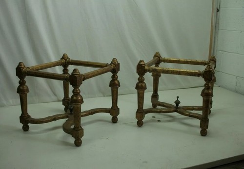 Matching Pair of Gilded Italian glass top Tables