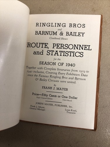 Ringling Bros and Barnum & Bailey Combined Circus Route Book Season 1940 - Picture 5 of 11