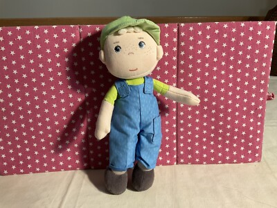 HABA SNUG UP TILL SOFT CLOTH BOY DOLL, ORIG. TAGGED REMOVEABLE ROMPER, GERMANY