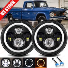 Fit Dodge D100 D200 D300 Pickup 7inch Round Led Headlights Hilo Sealed Beam 2x Fit Dodge D100 D200 D300 Pickup 7inch Round Led Headlights Hilo Sealed Beam 2x