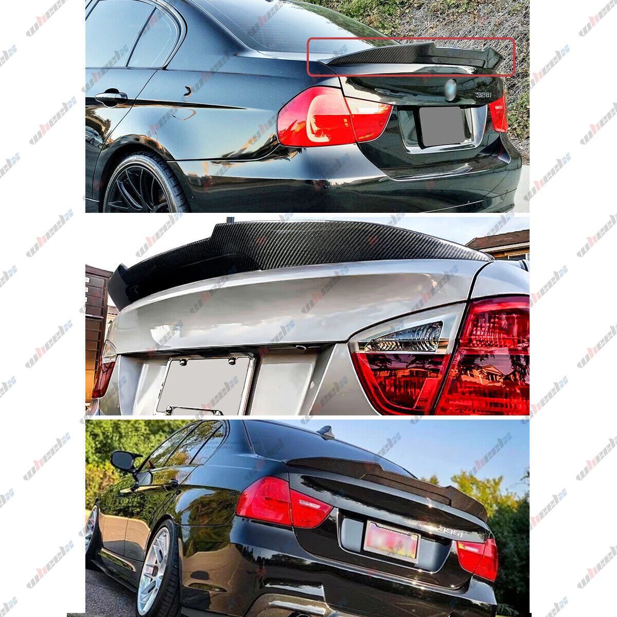 Achterspoilers Voor BMW 3 Serie E90 2005 2006 2007 2008 2009 2010 2011 2012 Voor M4 Stijl Zwart Carbon Auto Kofferbak Deksel Lip Body Kit Spoiler Vleugels Auto Achterspoiler(Glossy Black
